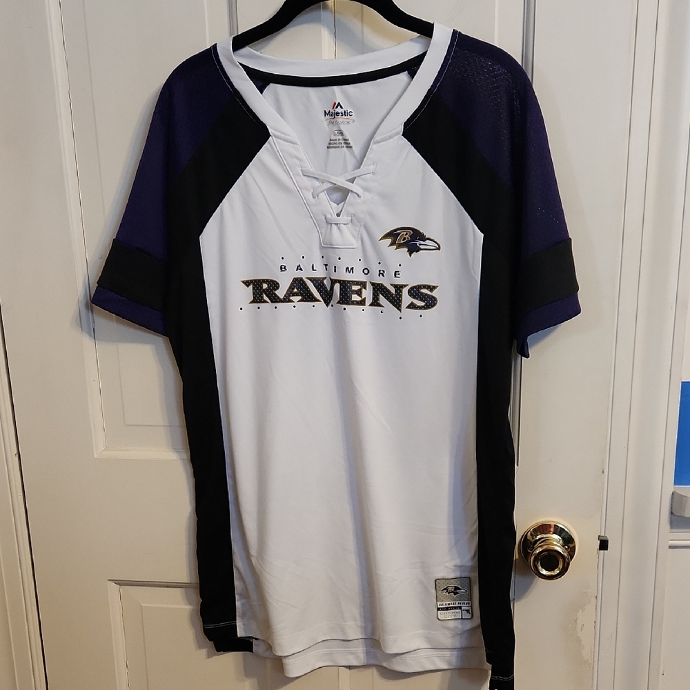 Baltimore Ravens Majestic White and Purple Jersey Large